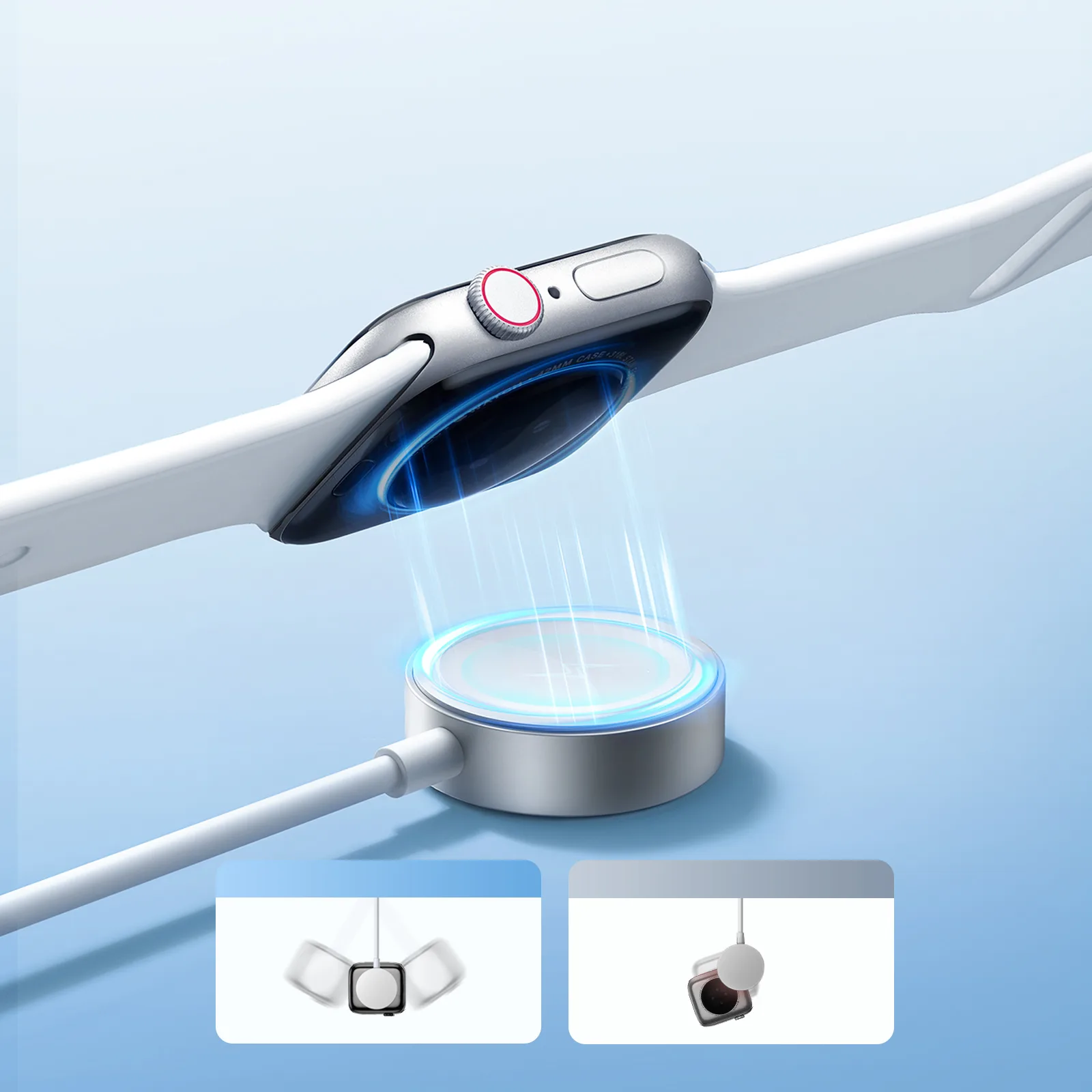 3-in-1-USB-A-Kabel mit induktivem Ladegerät + 2x iPhone Lightning 1,2 m Weiß 11