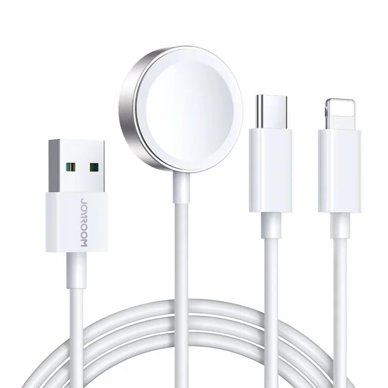 3 az 1-ben USB-A kábel induktív töltővel + 1x iPhone Lightning + 1x USB-C 1,2 m fehér