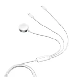 3-in-1-USB-A-Kabel mit induktivem Ladegerät + 1x iPhone Lightning + 1x USB-C, 1,2 m, weiß 3