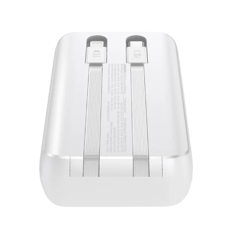 10000 mAh-s mini power bank beépített kábelekkel JR-PBC06 30 W Fehér 6