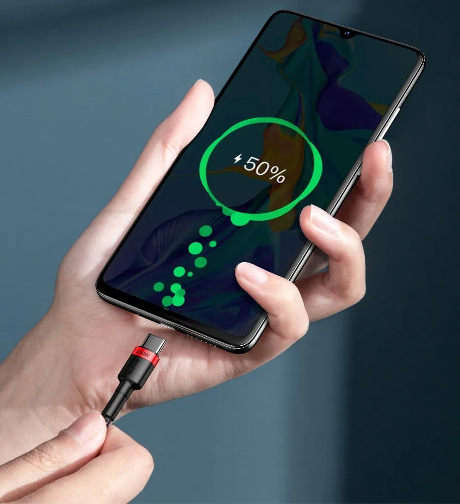 Tartós nylon USB-C PD kábel, 100 W, 20 V, 5 A, 2 m, fekete 10