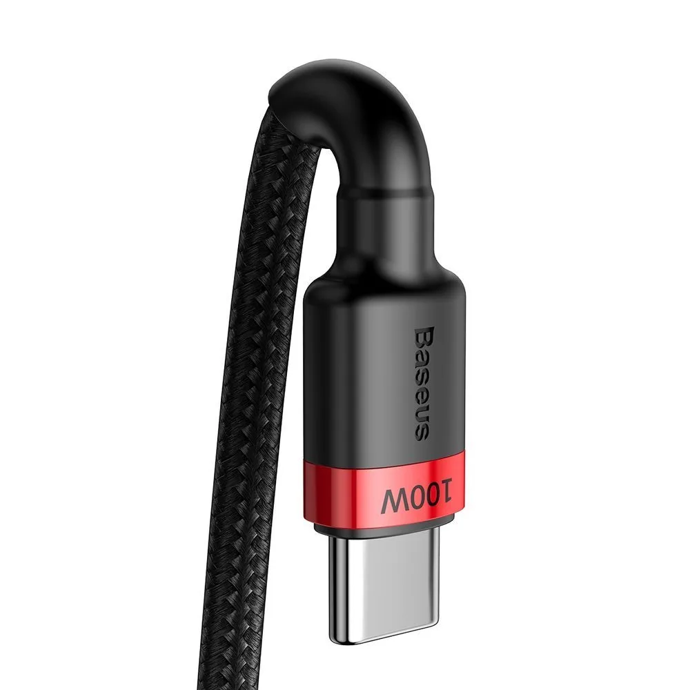 Tartós nylon USB-C PD kábel, 100 W, 20 V, 5 A, 2 m, fekete 2