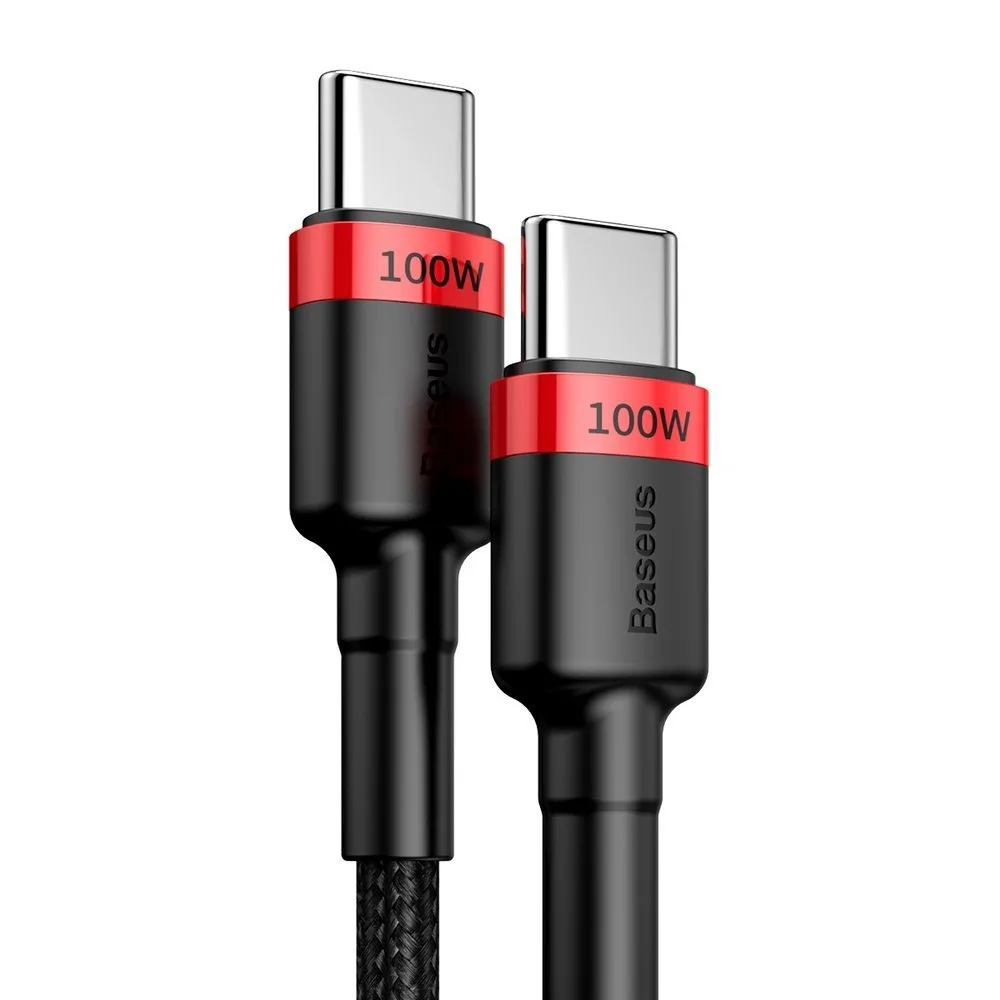 Tartós nylon USB-C PD kábel, 100 W, 20 V, 5 A, 2 m, fekete 4