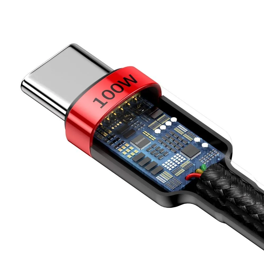 Tartós nylon USB-C PD kábel, 100 W, 20 V, 5 A, 2 m, fekete 5