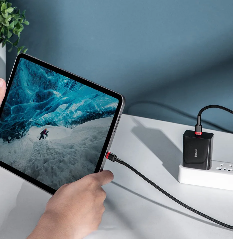 Tartós nylon USB-C PD kábel, 100 W, 20 V, 5 A, 2 m, fekete 9