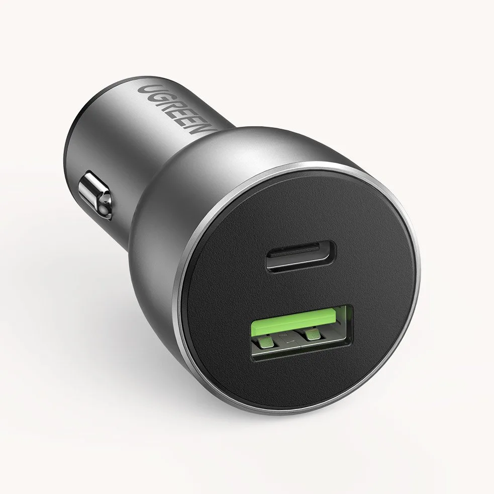 USB and USB-C Car Charger, QC 3.0, PD 36W, 3A, Gray 4