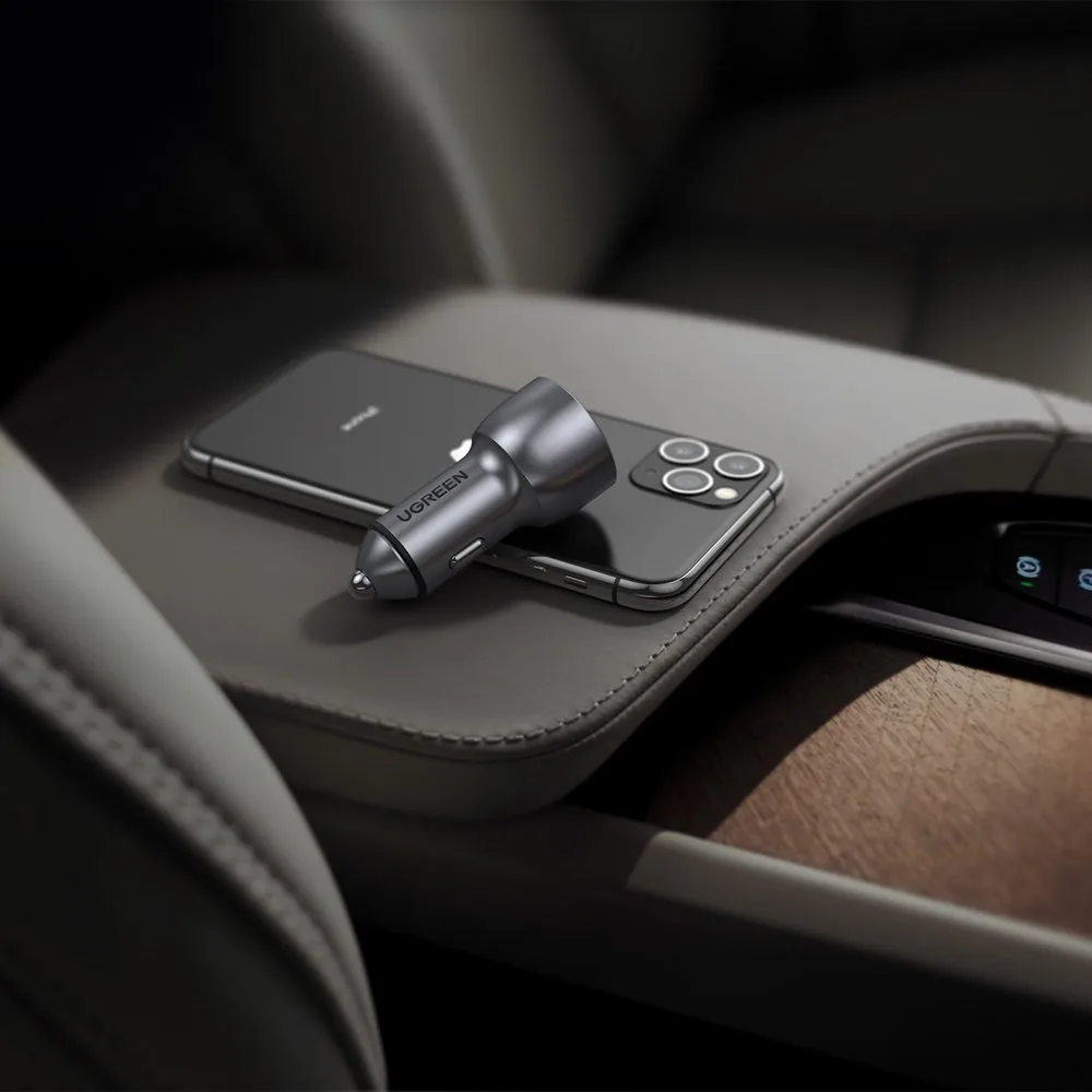 USB and USB-C Car Charger, QC 3.0, PD 36W, 3A, Gray 7