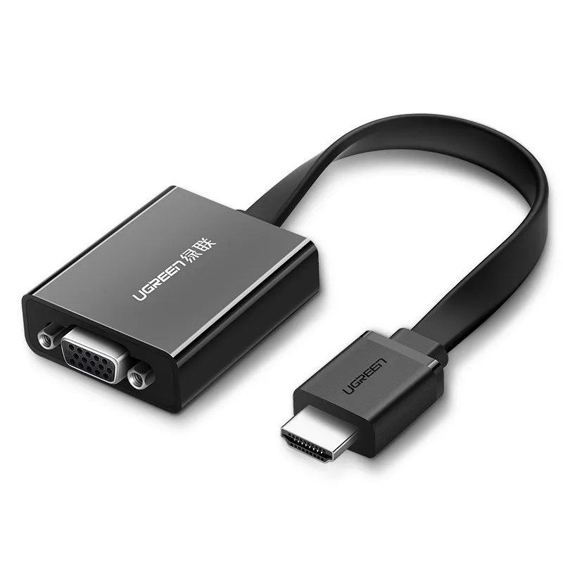HDMI–VGA adapter mikro USB-vel és 3,5 mm-es AUX audio csatlakozóval, fekete