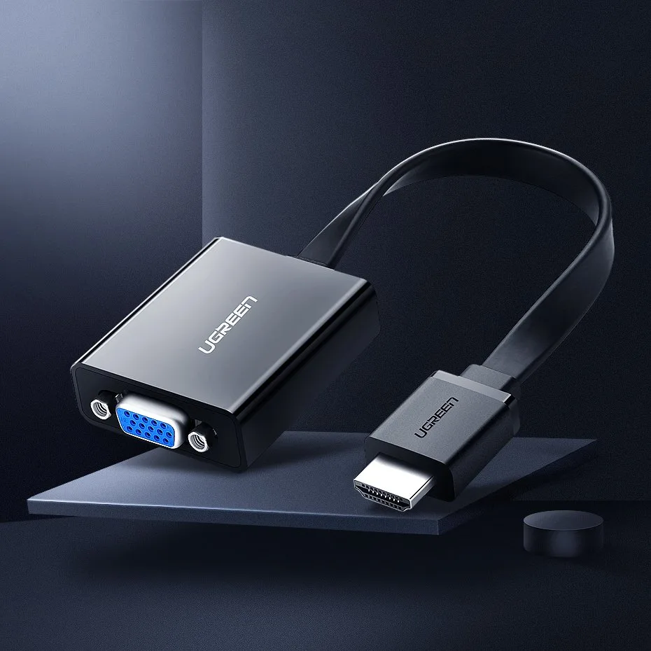 HDMI to VGA adapter with micro USB and 3.5 mm AUX audio jack, black 2