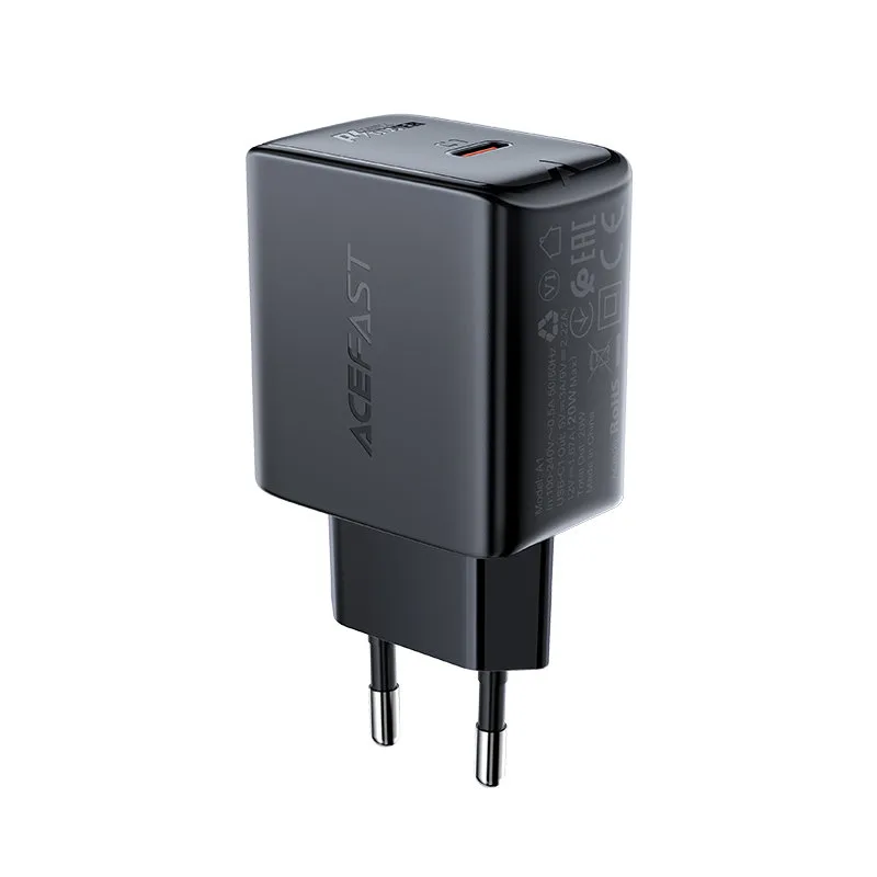 20 W-os USB-C Power Delivery gyors fali töltő, fekete