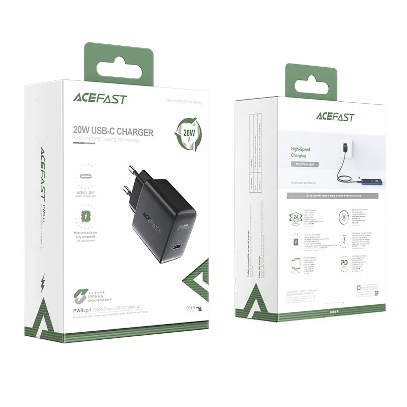 20W USB-C Power Delivery brzi zidni punjač, crni 5