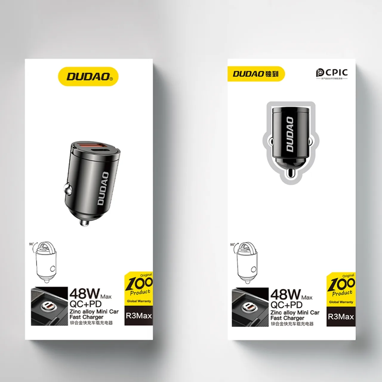Mini încărcător auto pentru priza brichetei, 48W QC PD, negru 5