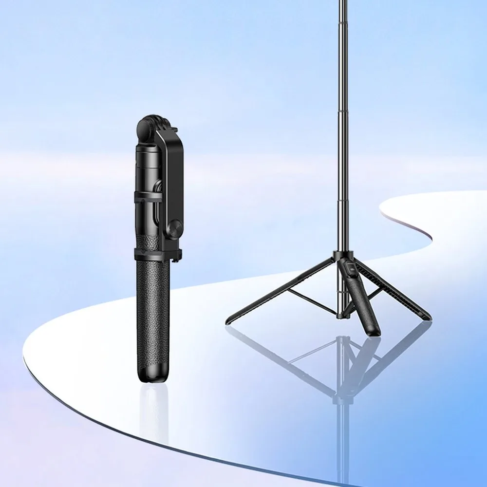 Baston telescopic pentru selfie pentru telefon cu suport și telecomandă Bluetooth, 1,5 m, negru 7
