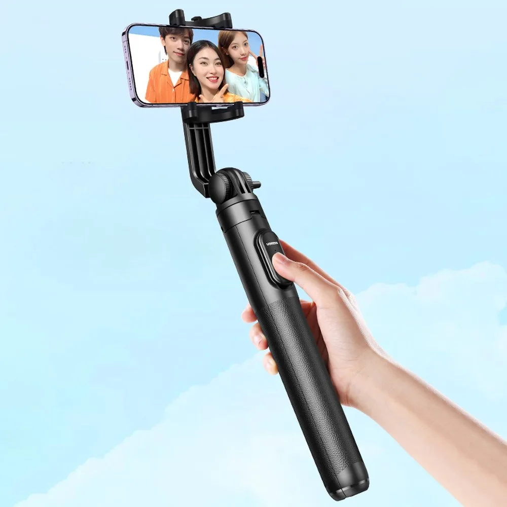 Baston telescopic pentru selfie pentru telefon cu suport și telecomandă Bluetooth, 1,5 m, negru 8