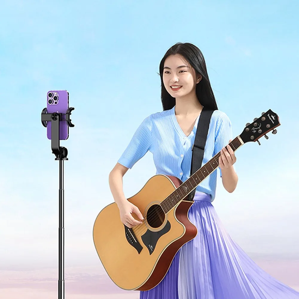Baston telescopic pentru selfie pentru telefon cu suport și telecomandă Bluetooth, 1,5 m, negru 9