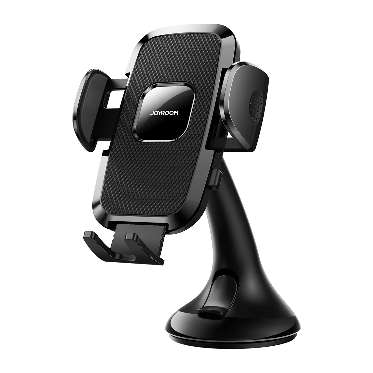 Univerzális mechanikus autós telefon tartó műszerfalra/szélvédőre, fekete