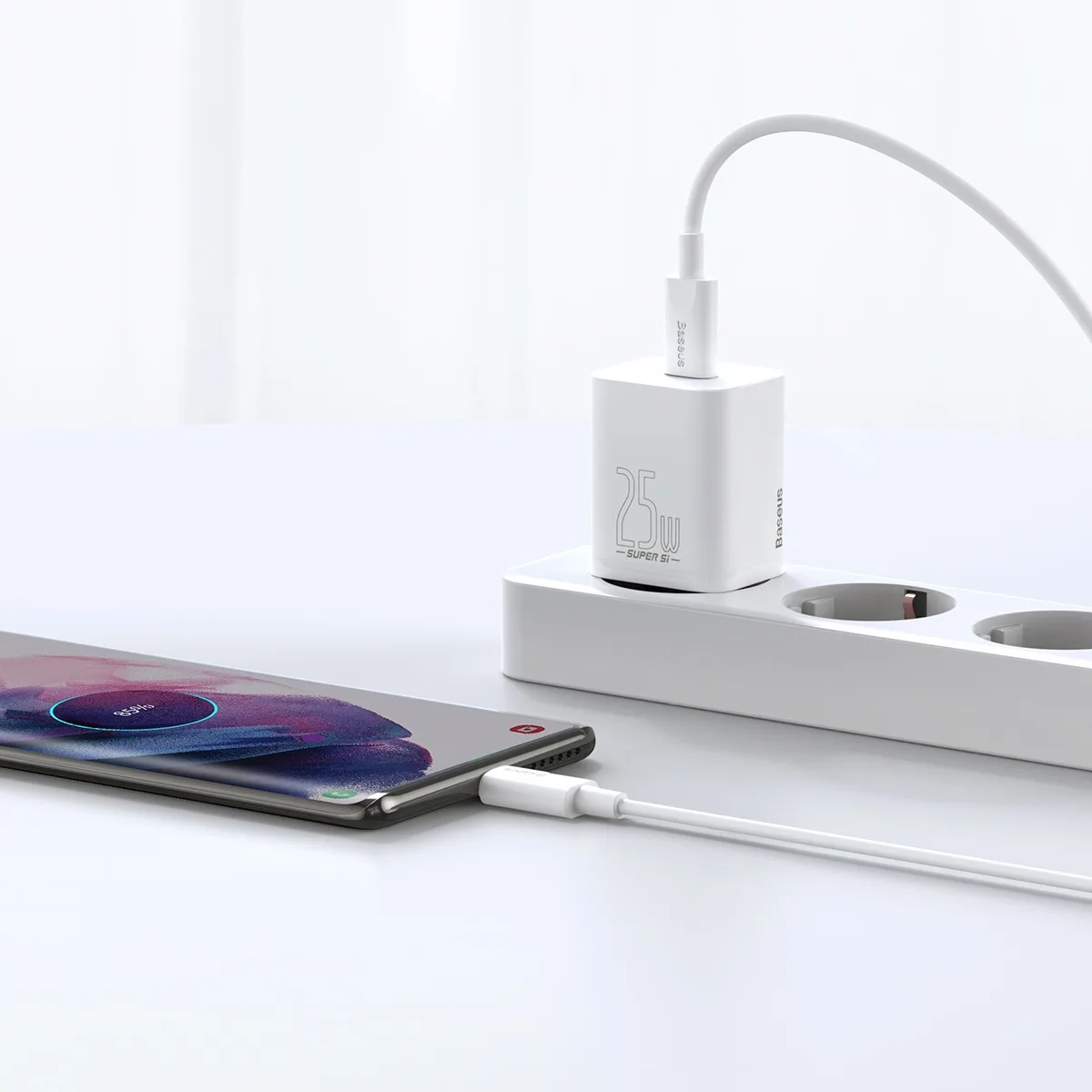 Si 25 W 3 A rýchla sieťová nabíjačka s 1 m bielym káblom USB-C 11