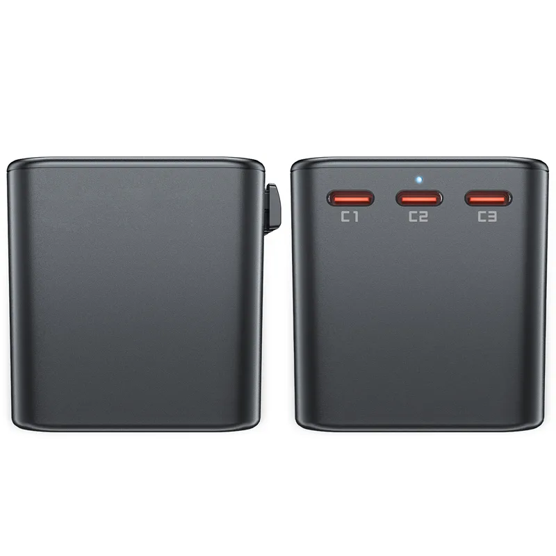 Universelles GaN-Reiseladegerät, 2x USB-A, 3x USB-C, Stecker für Großbritannien, EU, USA und Australien, schwarz 11