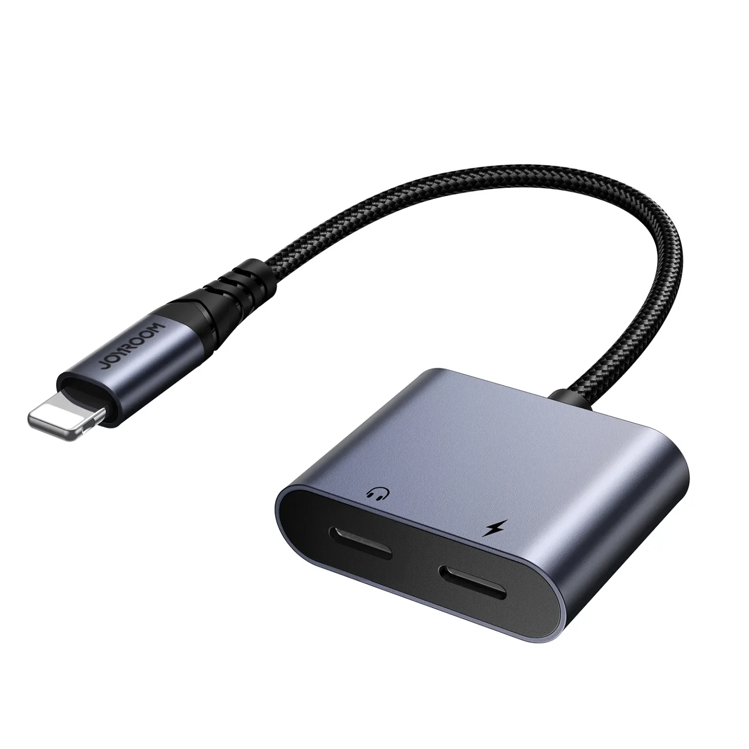 2-u-1 adapter: punjač za iPhone + Lightning priključak za slušalice / 2x Lightning, crna