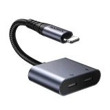 2-u-1 adapter: punjač za iPhone + Lightning priključak za slušalice / 2x Lightning, crna 2