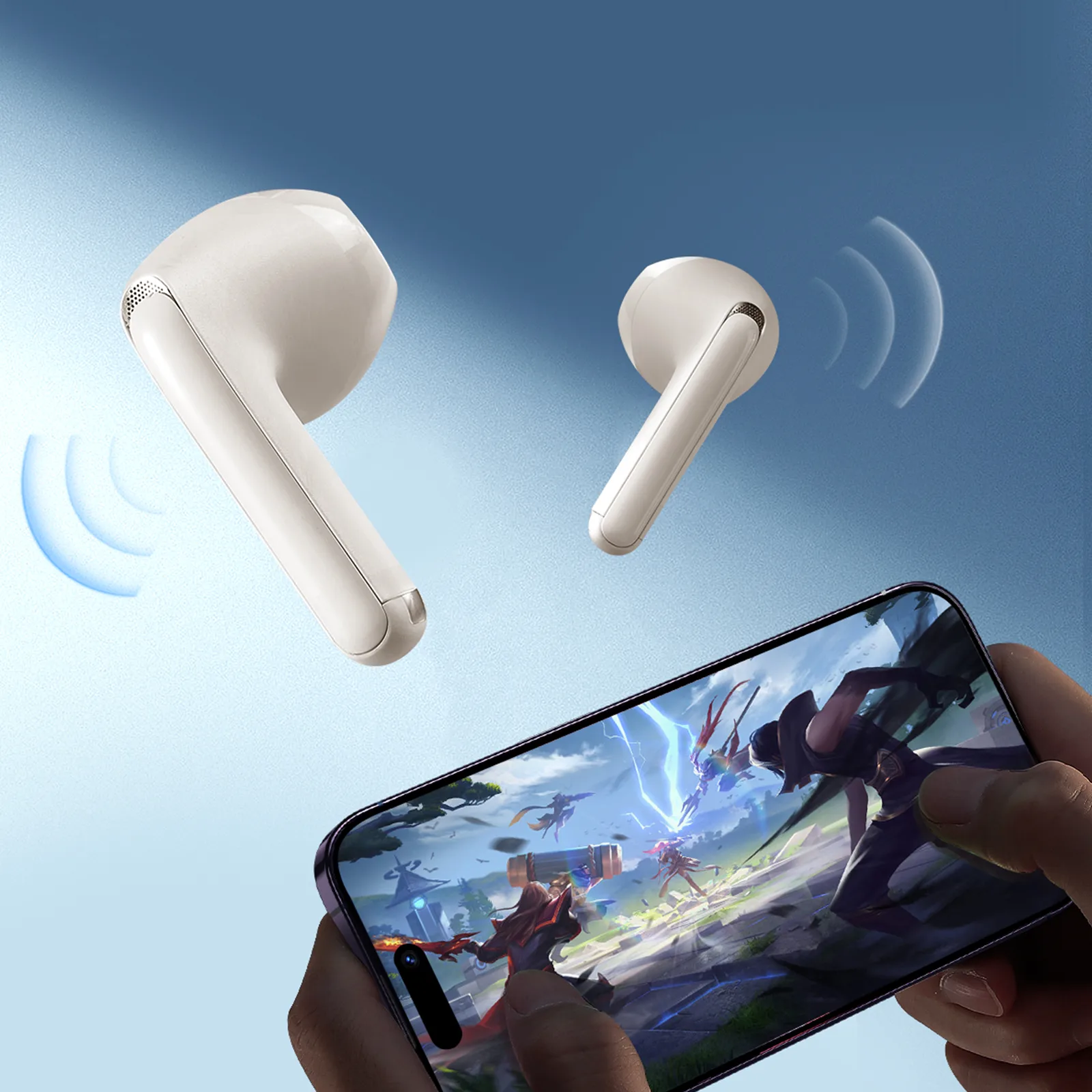 TWS Funpods Series JR-FB1 Bluetooth 5.3 Wireless Earbuds, Beige 8