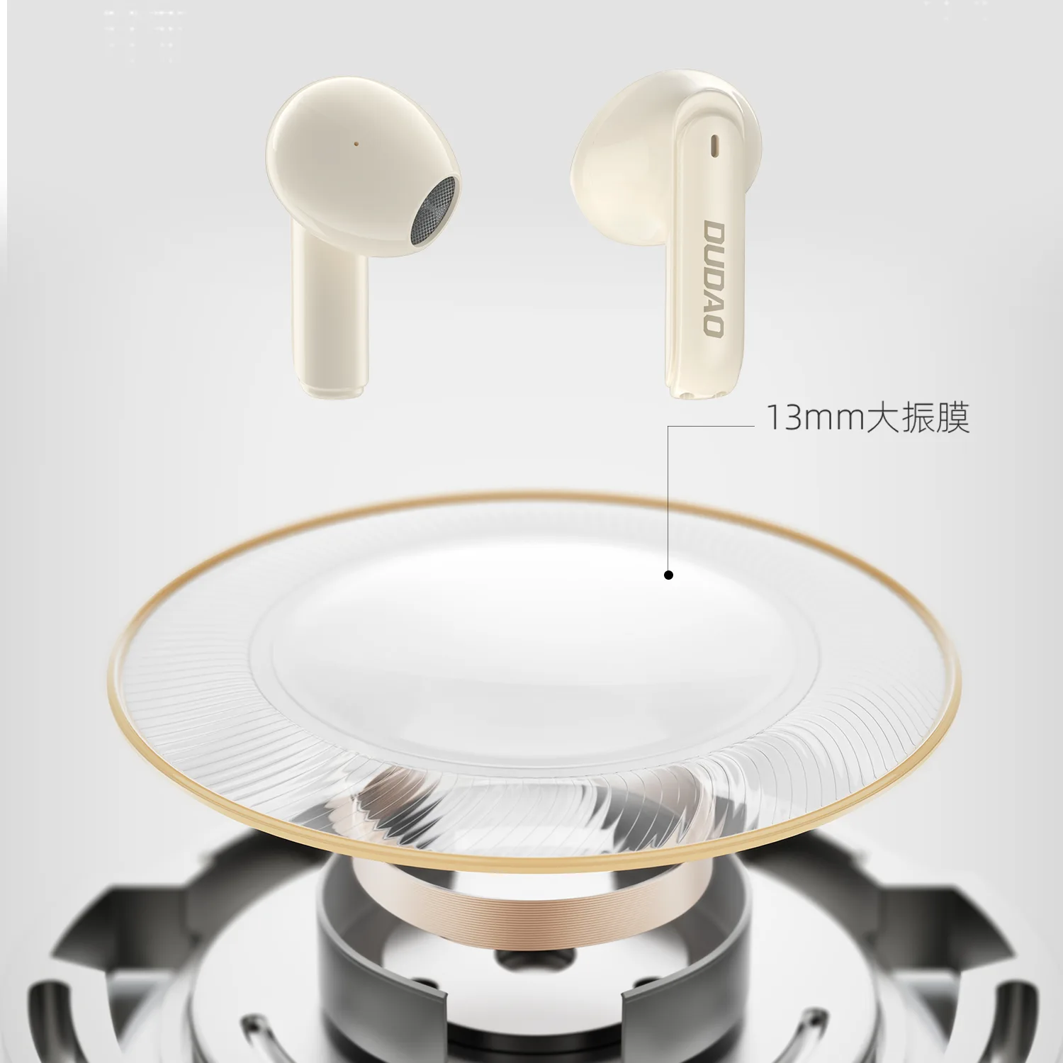 Dudao U18Pro Bluetooth 5.3 Wireless Earbuds, Beige 2