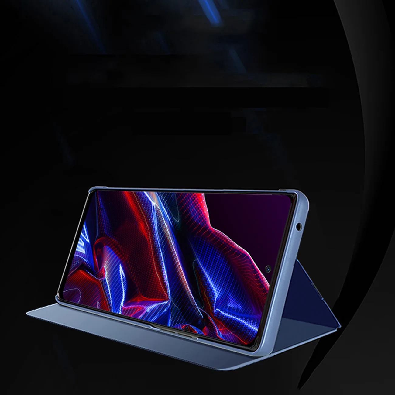 Fényes flip tok a Xiaomi Redmi Note 12 Pro+ Clear View Case készülékhez, fekete 2