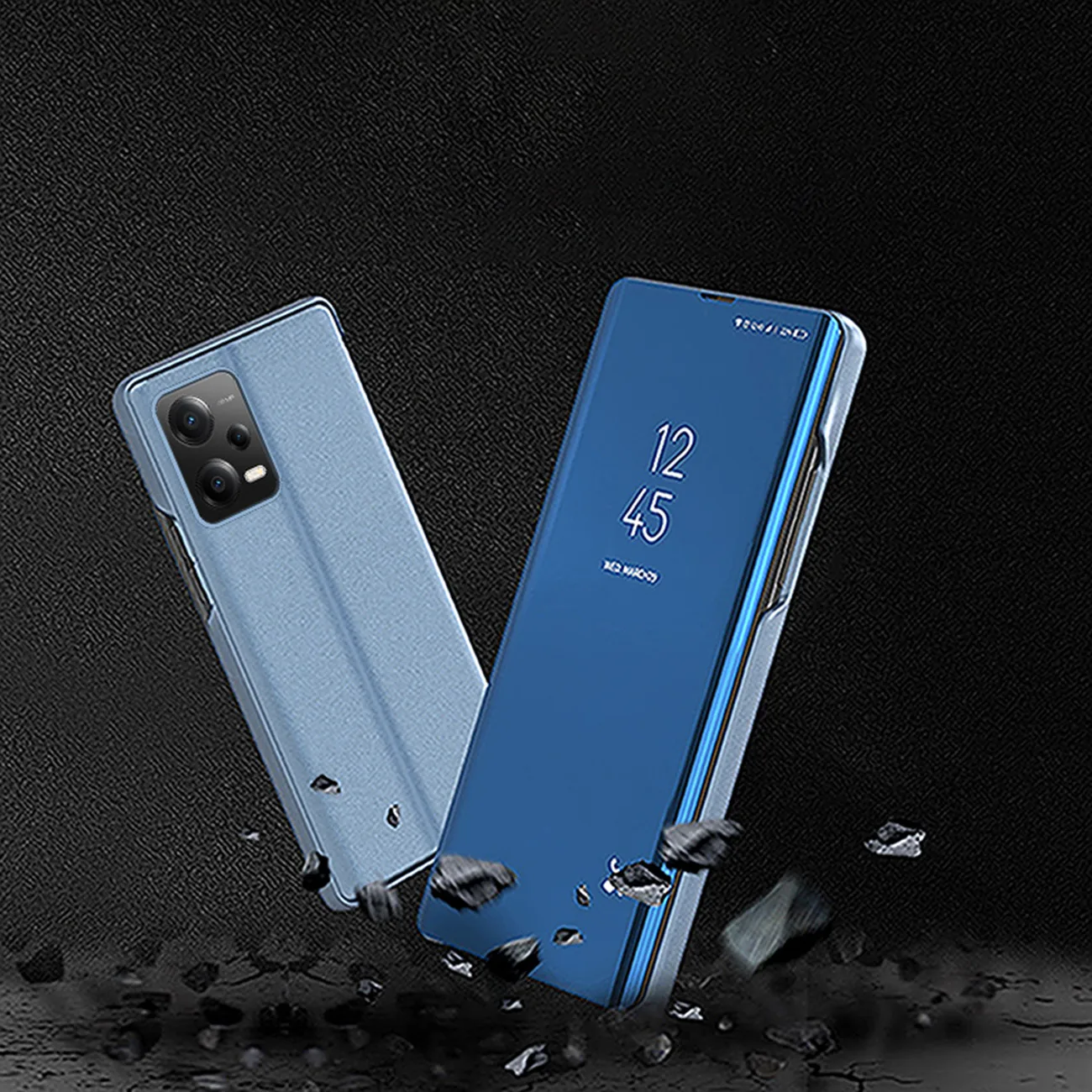 Fényes flip tok a Xiaomi Redmi Note 12 Pro+ Clear View Case készülékhez, fekete 8