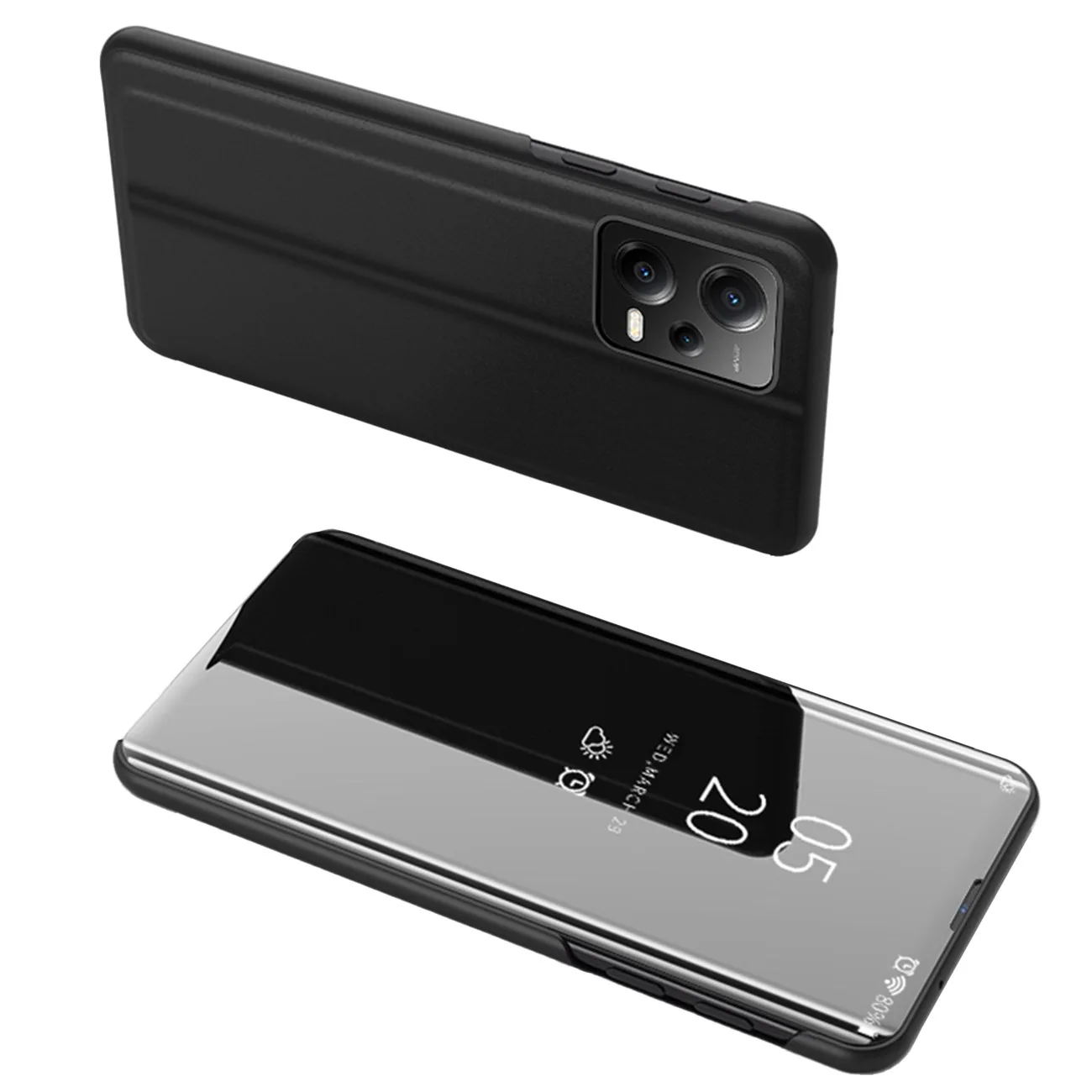 Fényes flip tok Xiaomi Redmi Note 12 Pro / Poco X5 Pro 5G Clear View tok fekete