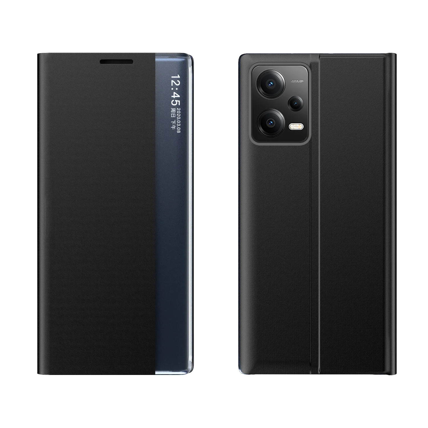 Flip tok állvánnyal a Xiaomi Redmi Note 12 5G / Poco X5 5G New Sleep Case készülékhez, fekete