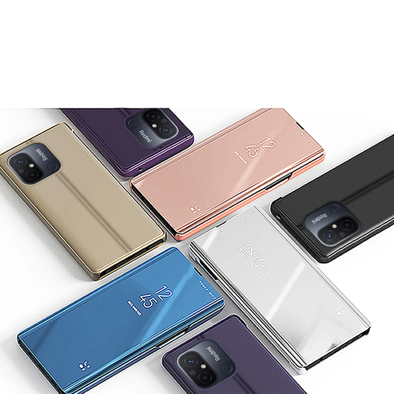 Fényes flip tok Xiaomi Redmi 11A / Poco C55 / Redmi 12C Clear View tok fekete 4