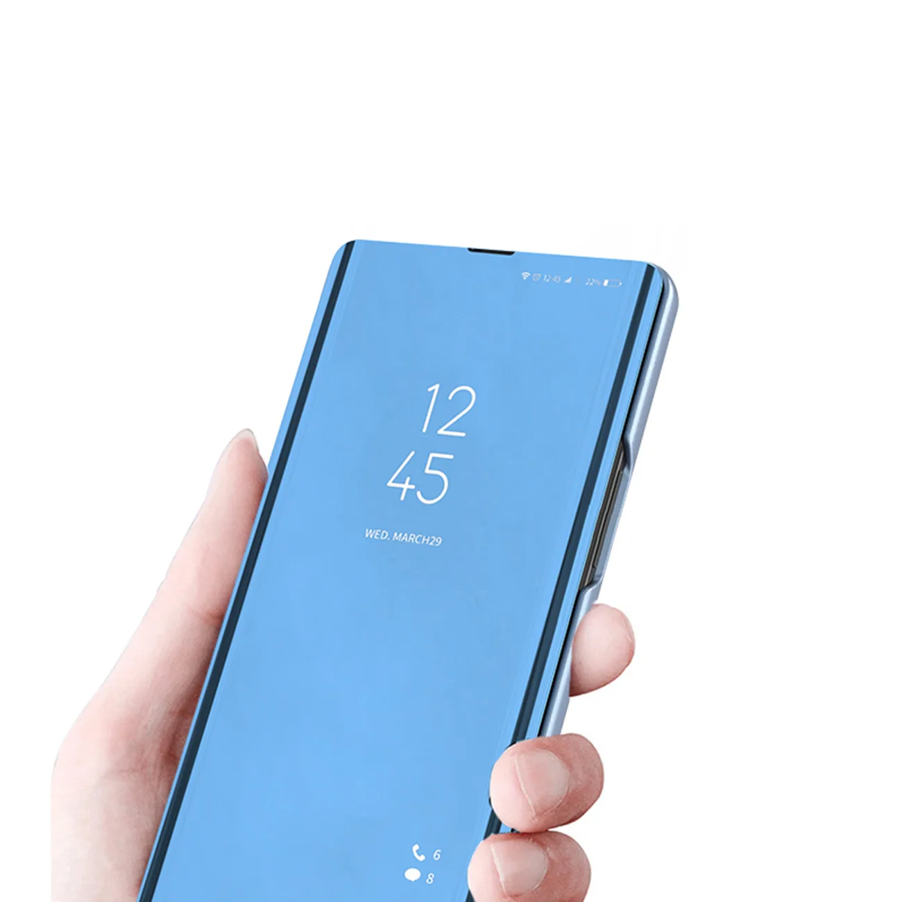 Fényes flip tok Xiaomi 13 Lite Clear View tok fekete 5