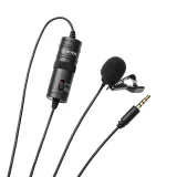 Kabelgebundenes Lavalier-Mikrofon für Smartphones und Kameras, mit 3,5-mm-TRRS-Batterie – schwarz