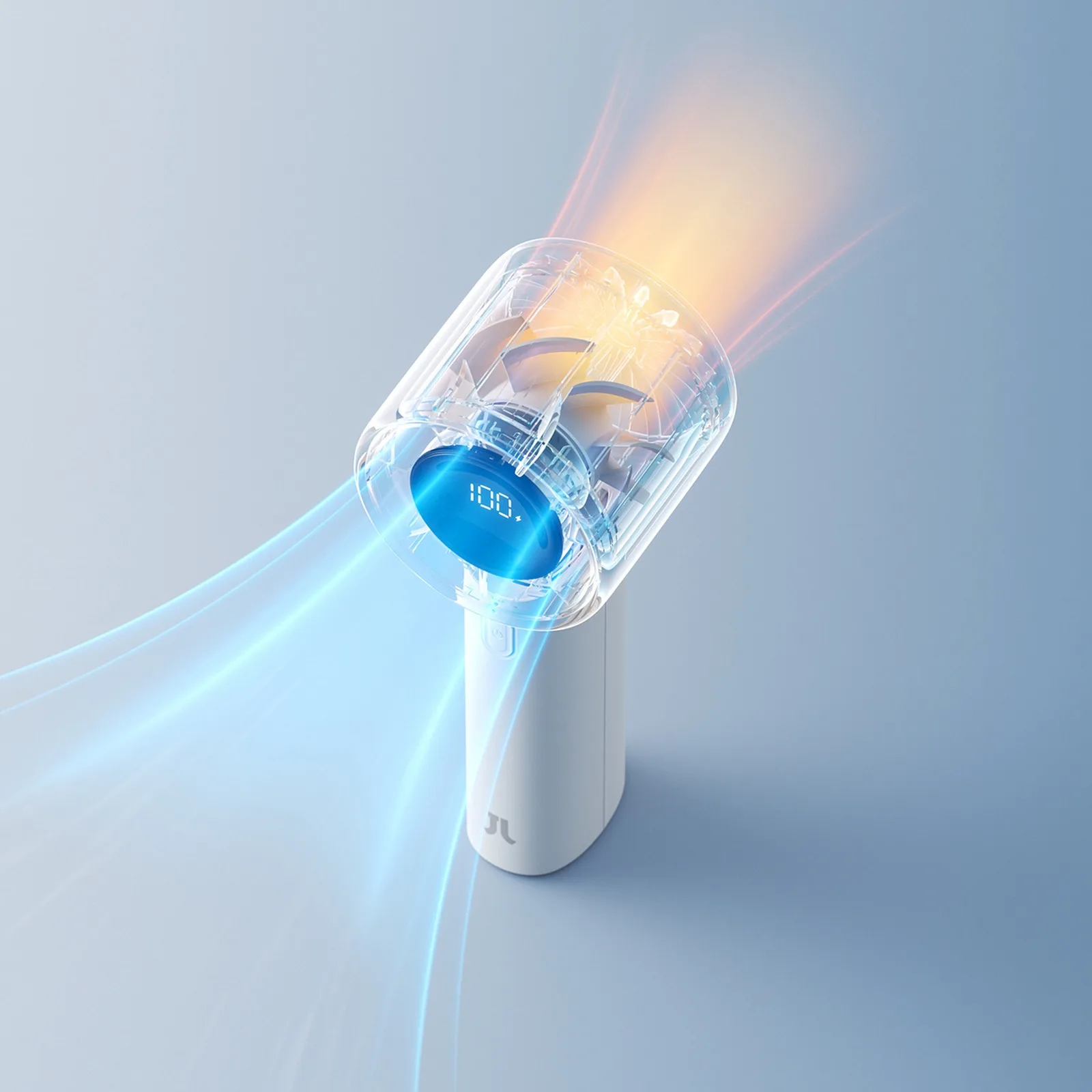Mini prenosný ventilátor 5000 mAh LED – sivý 11