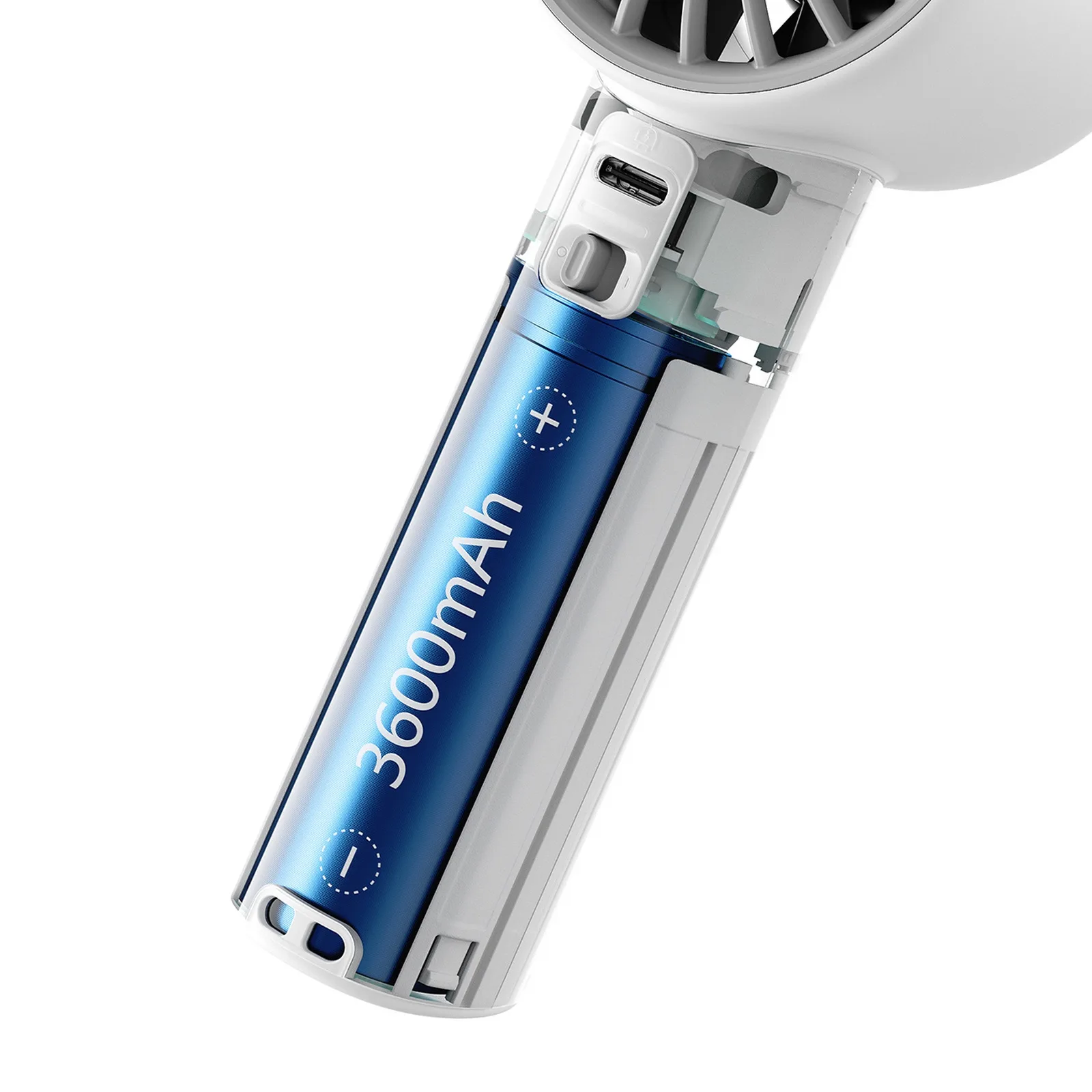 Mini prenosný ventilátor 5000 mAh LED – sivý 6