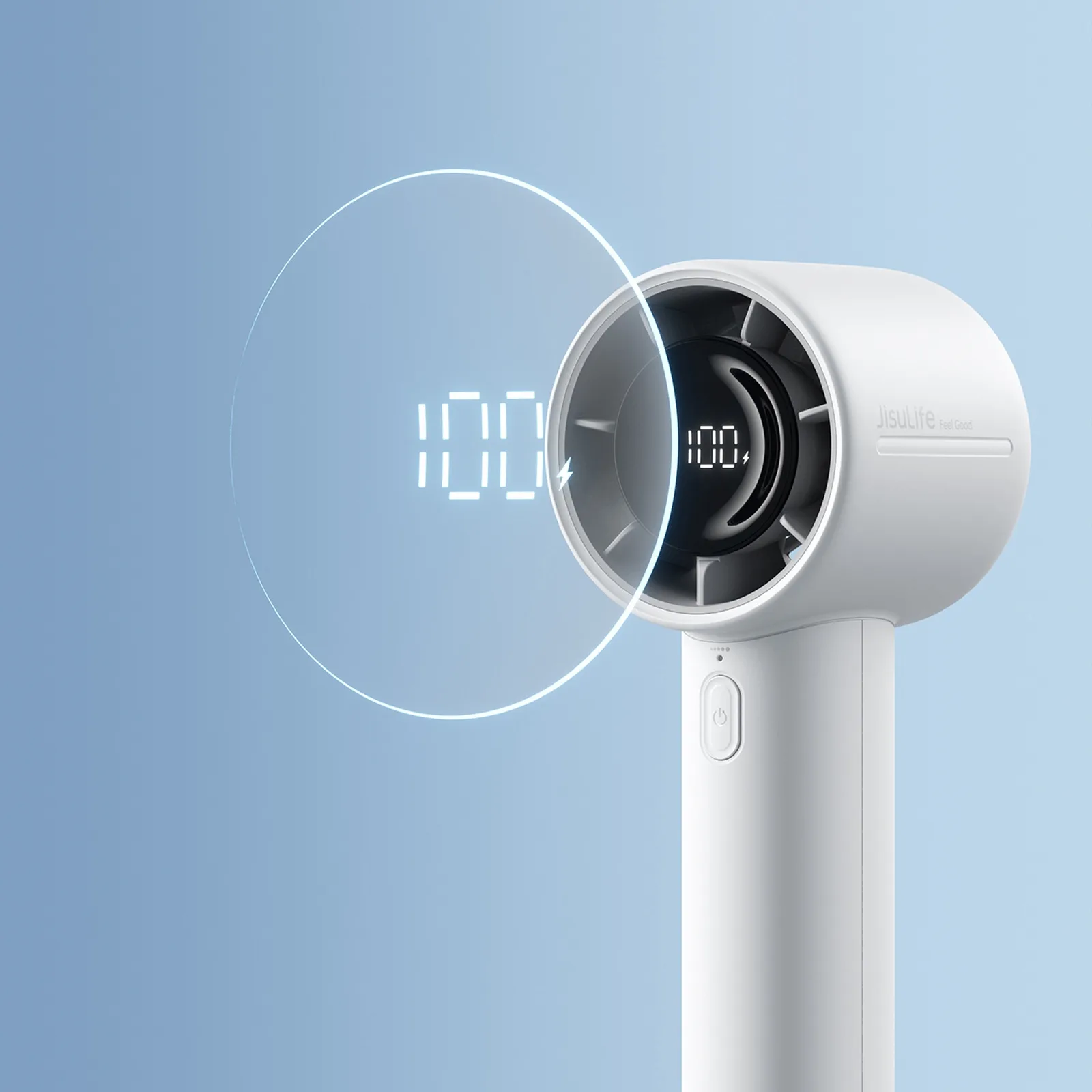 Mini prenosný ventilátor 5000 mAh LED – sivý 9
