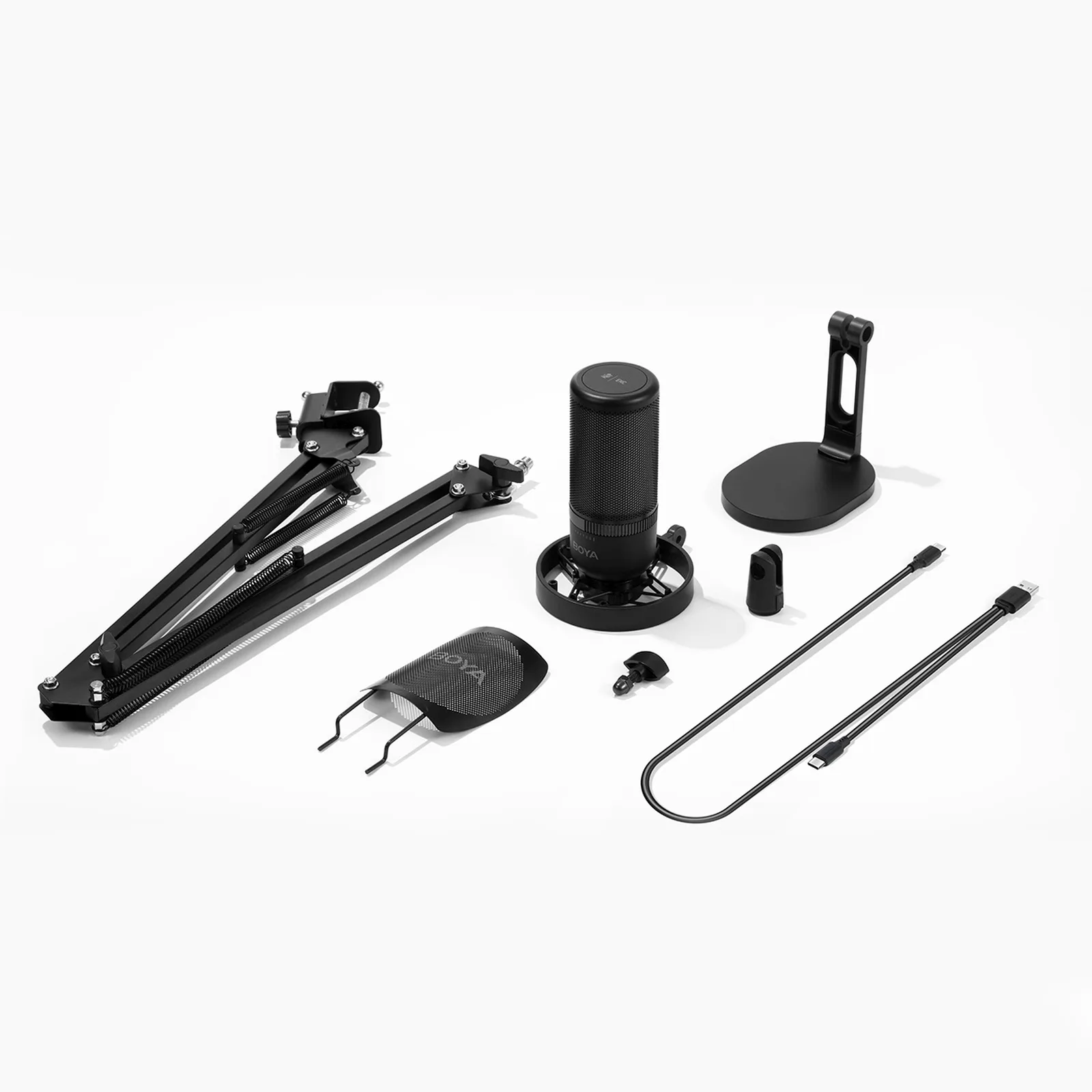 Mikrofon przewodowy ze statywem biurkowym K3 108dB RGB USB-C - czarny 2