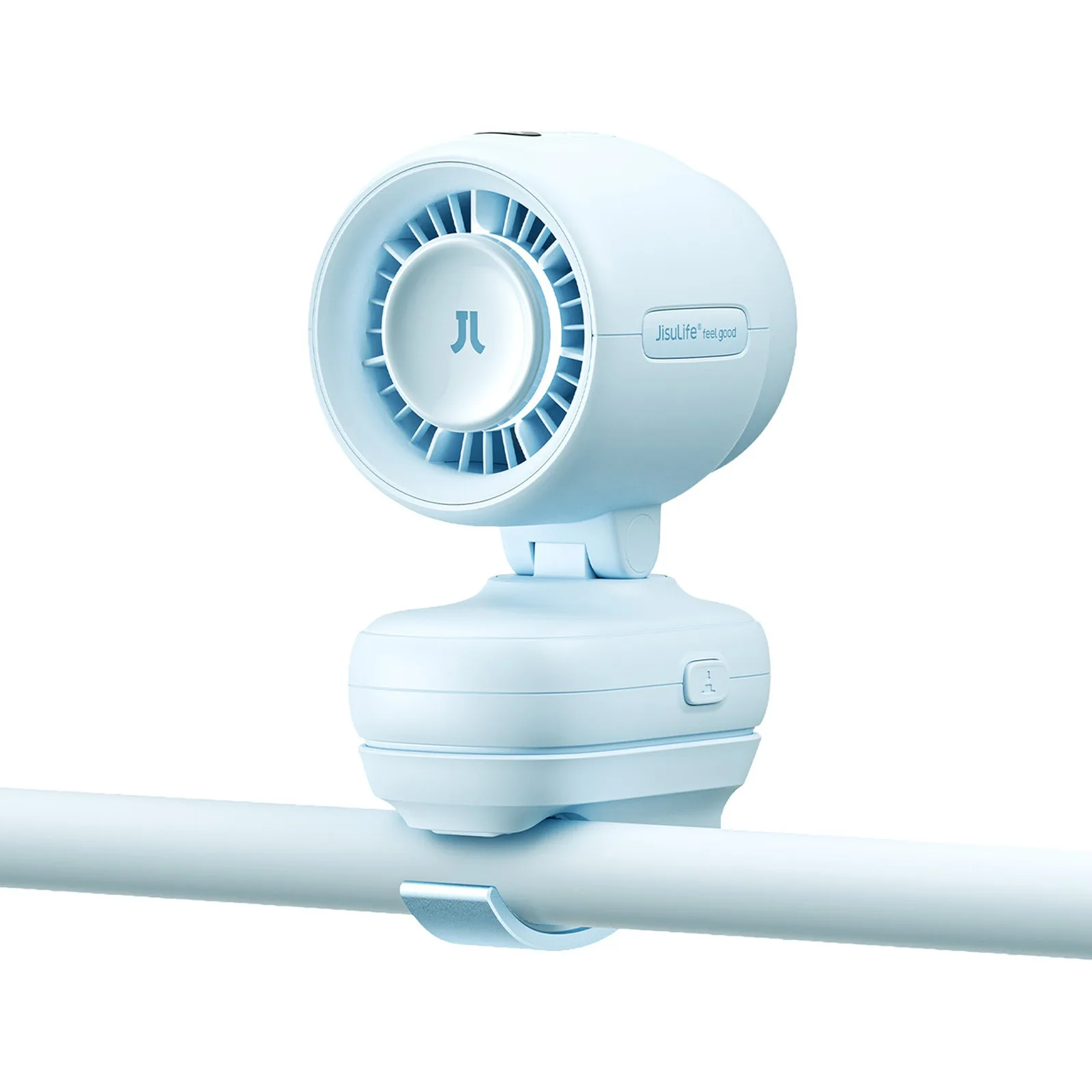 Mini babakocsi ventilátor fém klipszes, 5000mAh - kék