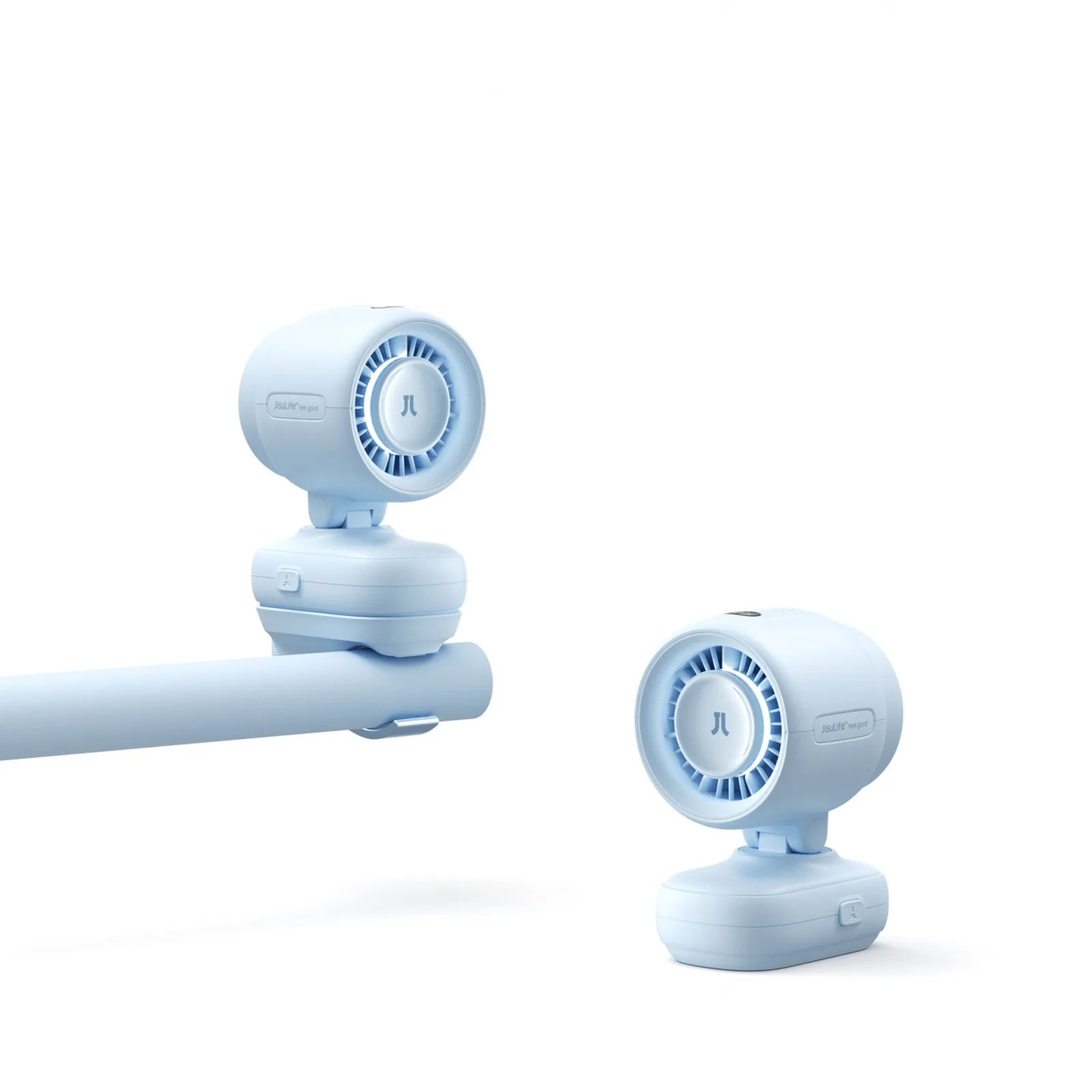 Mini stroller fan with metal clip, 5000mAh - blue 4