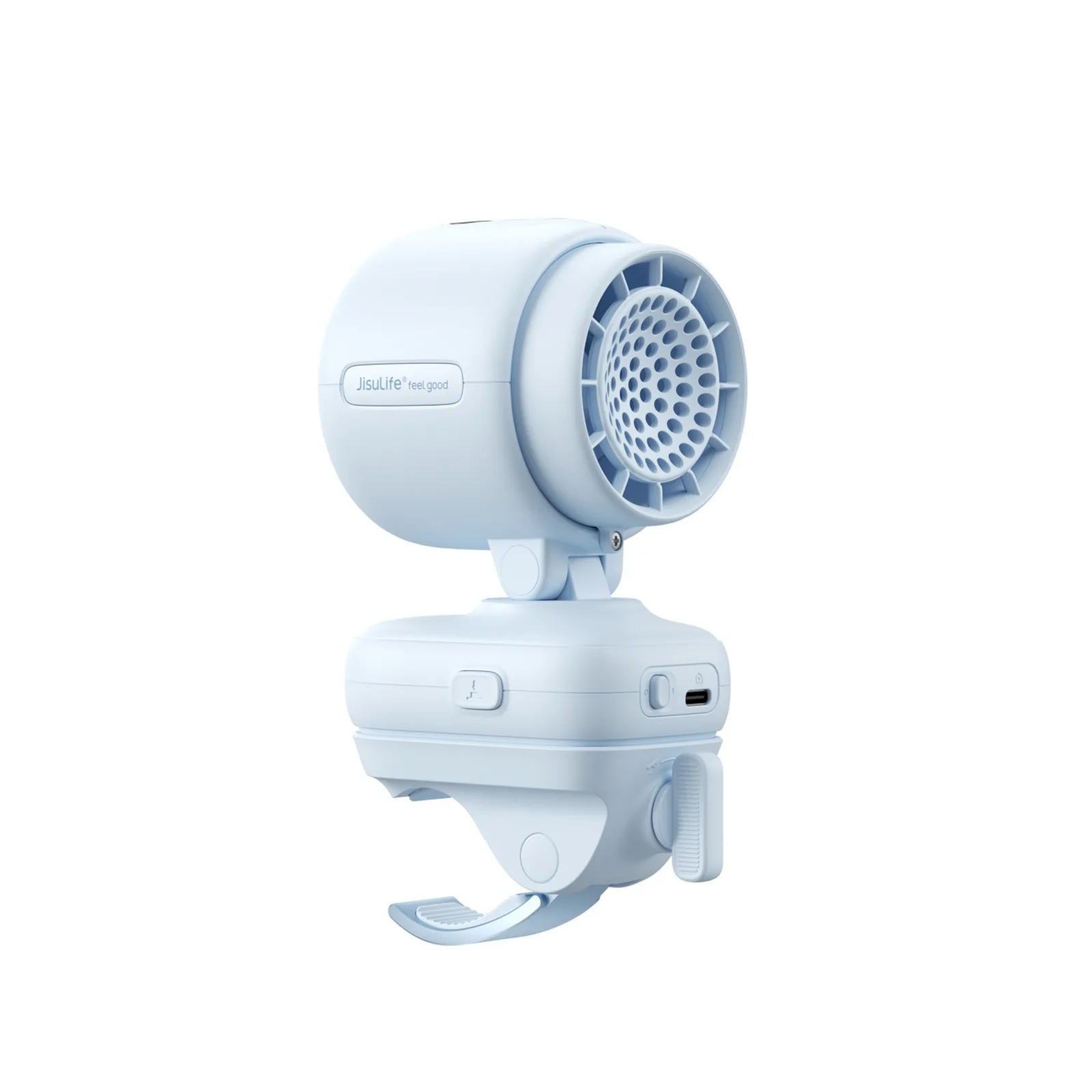 Mini stroller fan with metal clip, 5000mAh - blue 5