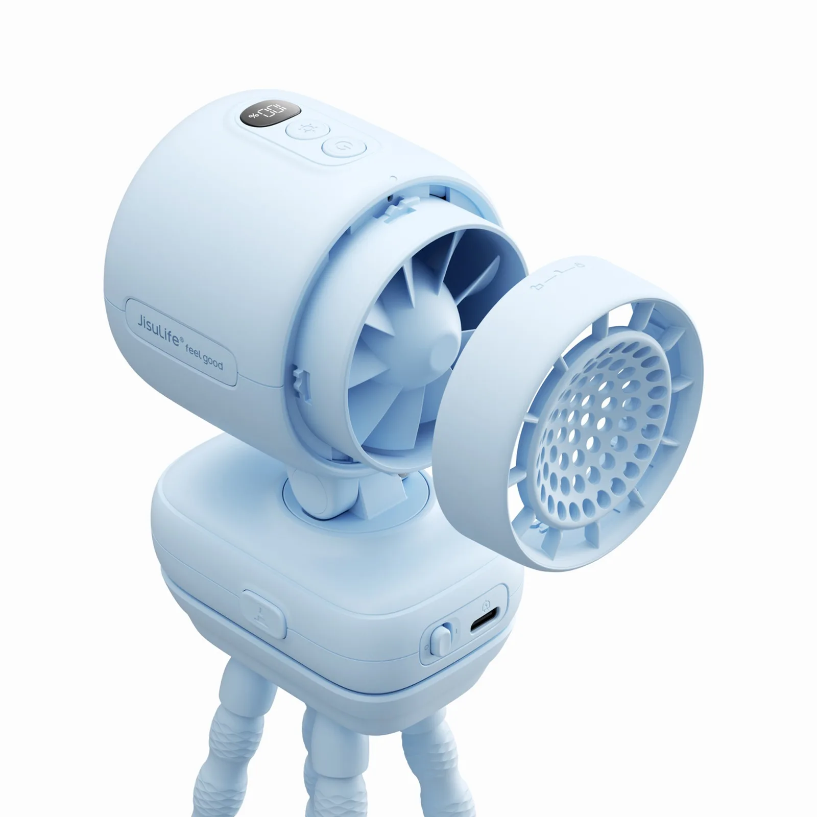 Mini stroller fan with metal clip, 5000mAh - blue 6