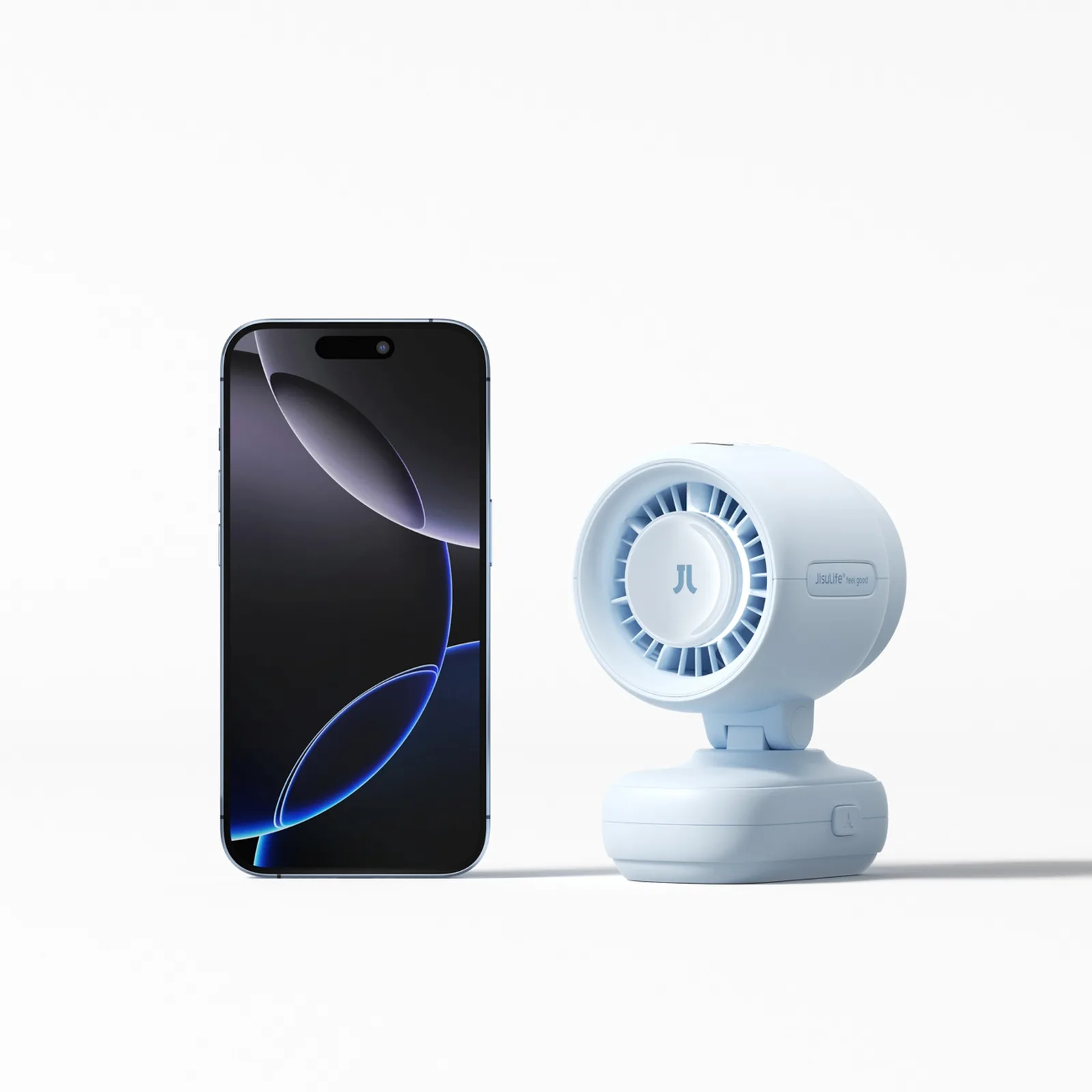 Mini stroller fan with metal clip, 5000mAh - blue 7
