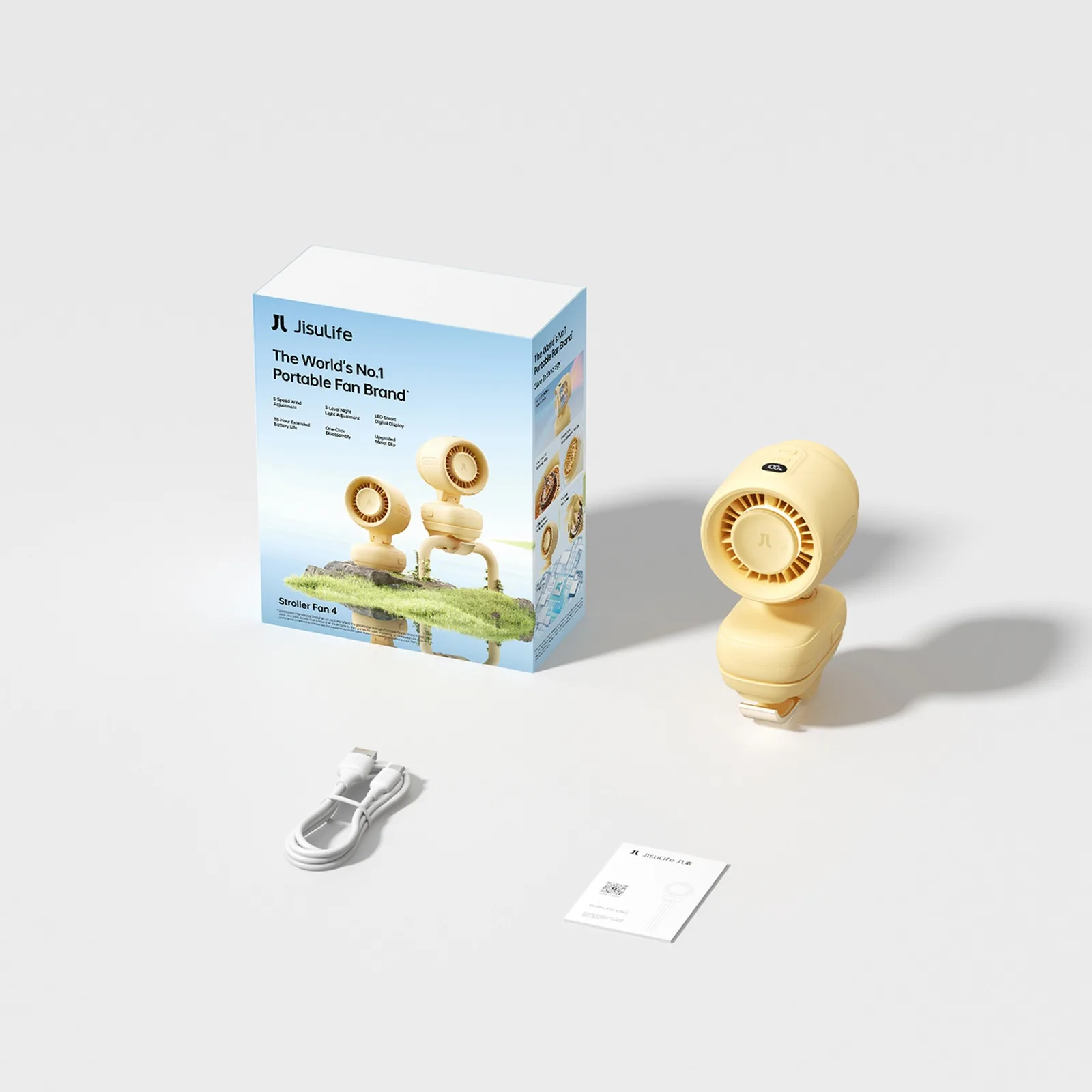 Mini-Kinderwagenventilator mit Metallclip, 5000 mAh – gelb 11