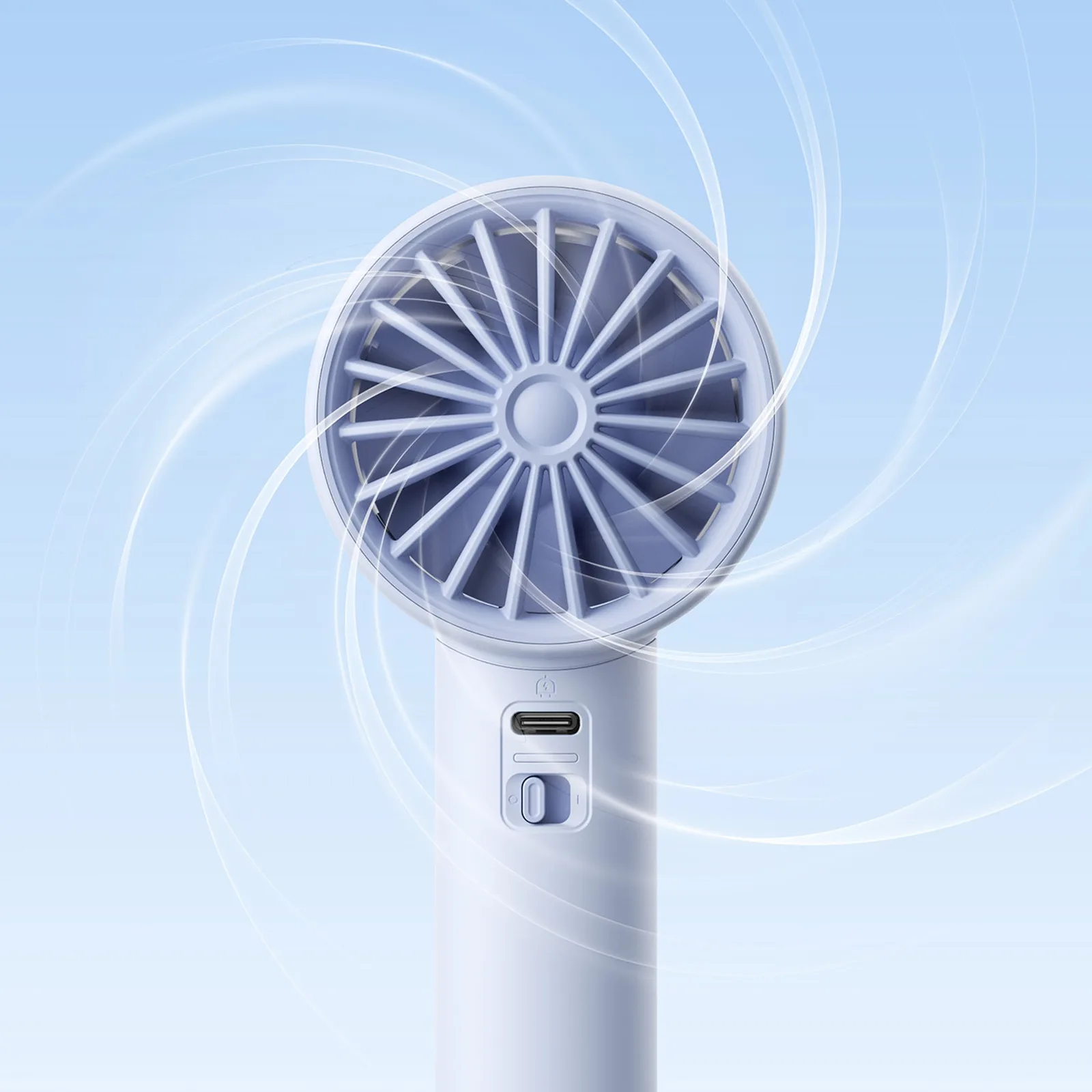 Mini portable fan 5000mAh LED - blue 5