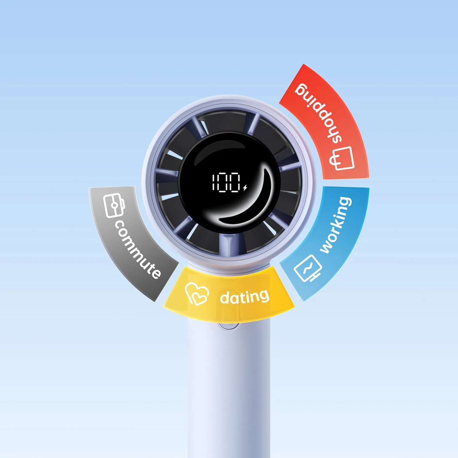 Mini portable fan 5000mAh LED - blue 7