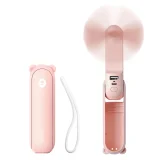 Mini ventilator portabil cu funcții de power bank și lanternă, pliabil, 4500mAh, USB-C - roz