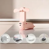 Mini ventilator portabil cu funcții de power bank și lanternă, pliabil, 4500mAh, USB-C - roz 9