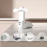 Mini ventilator portabil cu funcții de power bank și lanternă, pliabil, 4500mAh, USB-C - alb 2