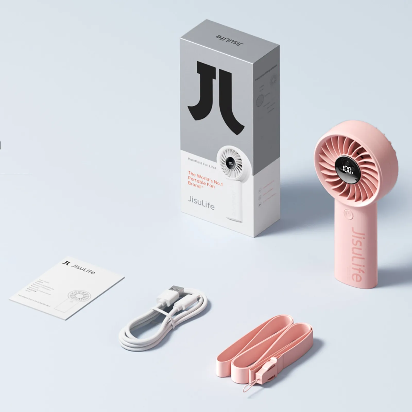 Mini ventilator portabil 3600mAh USB-C - roz 10