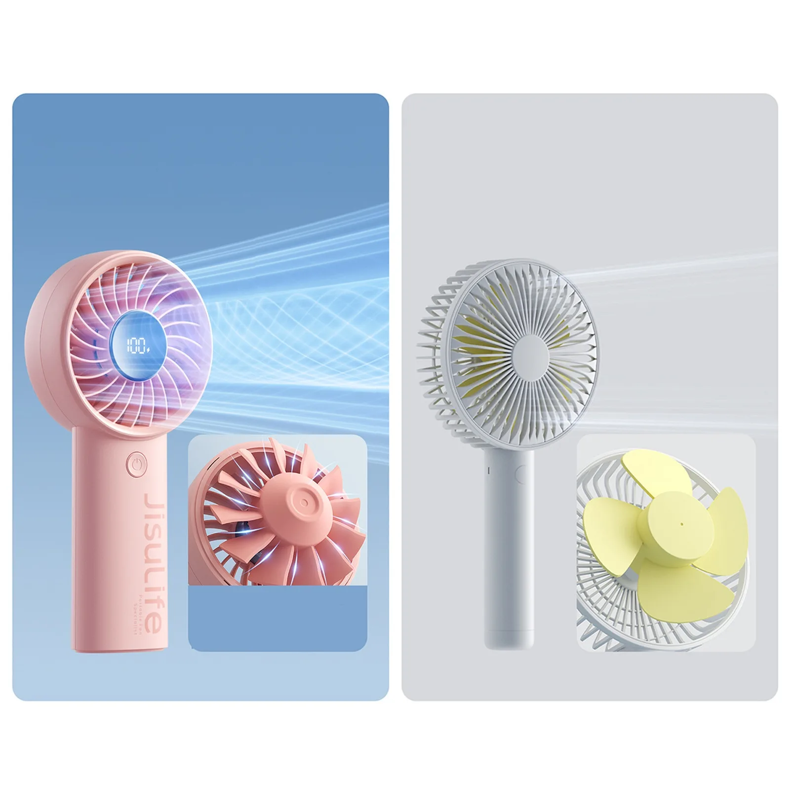 Mini ventilator portabil 3600mAh USB-C - roz 6